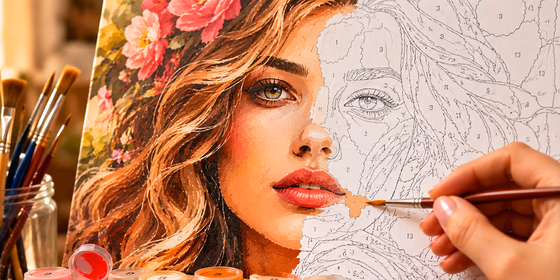 Painting a custom paint-by-numbers portrait